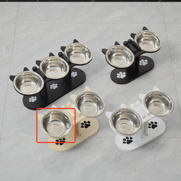 Adjustable wooden pet bowl feeding station