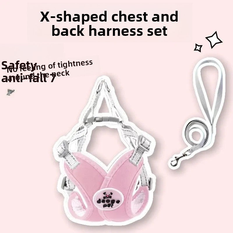 Reflective dog harness and leash set